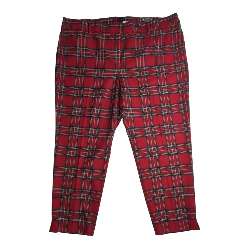 Talbots Hampshire Ankle Pant Women 20W Red Plaid NEW Wool Blend Holiday Trousers